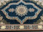 navy floral Persian rug midnight bloom