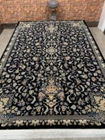 Medium Large Navy Black Persian Rug – 300x200cm, Soft, Thick & Warm, Wool-Free