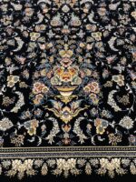 Medium Large Navy Black Persian Rug – 300x200cm, Soft, Thick & Warm, Wool-Free