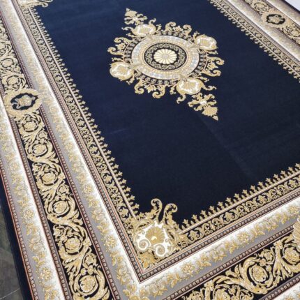 Large Navy Rug Super Soft Warm Thick No Wool Persian Carpet