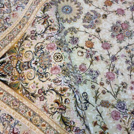 Cream Floral Garden Persian Rug – Multicolor, Elegant, Medium Large, 300x200cm