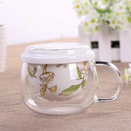 Glass Teacup With Infuser Green